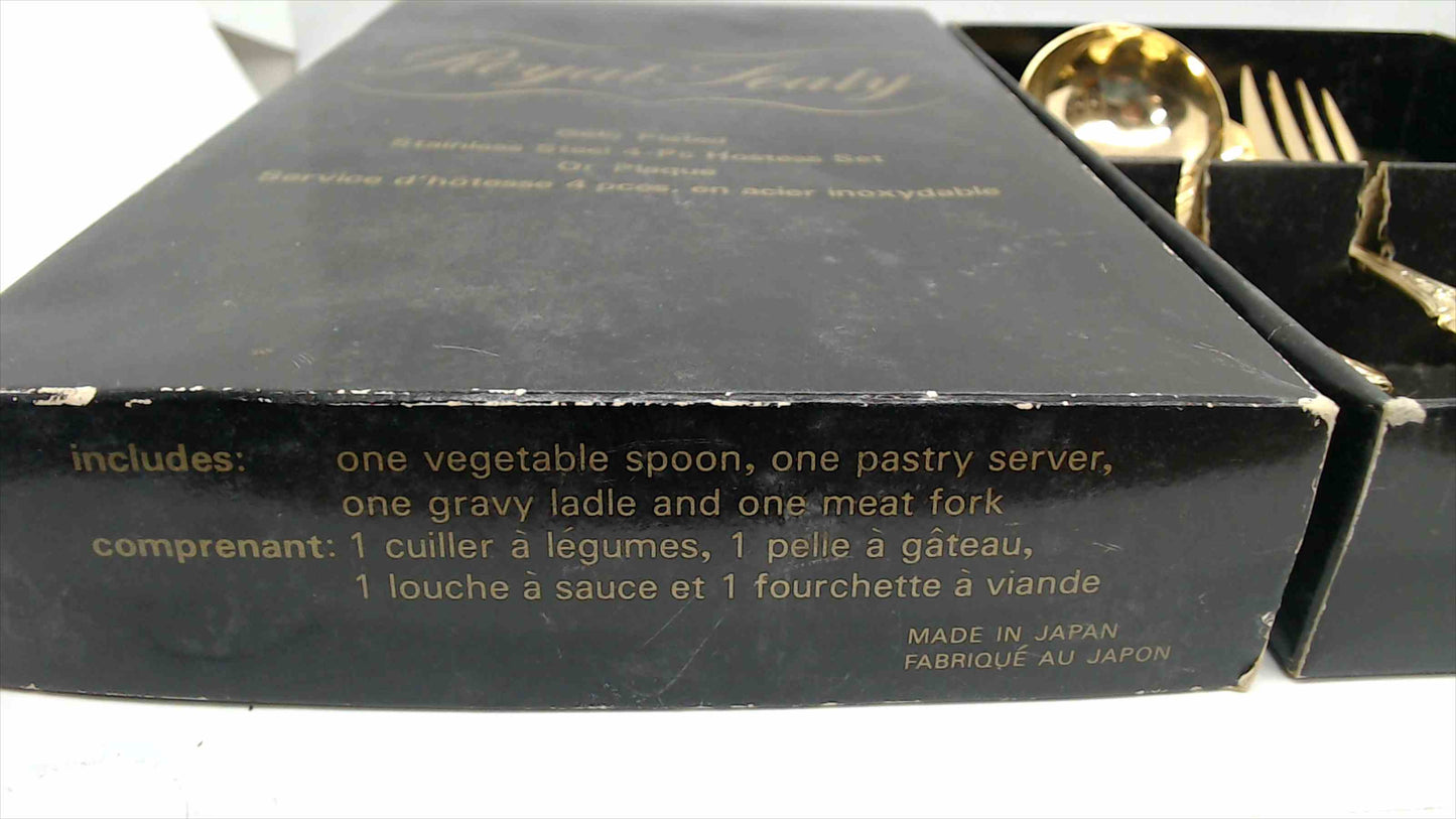 Royal Sealy Gold Plated Stainless Steel 4-Piece Hostess Set – Original Box