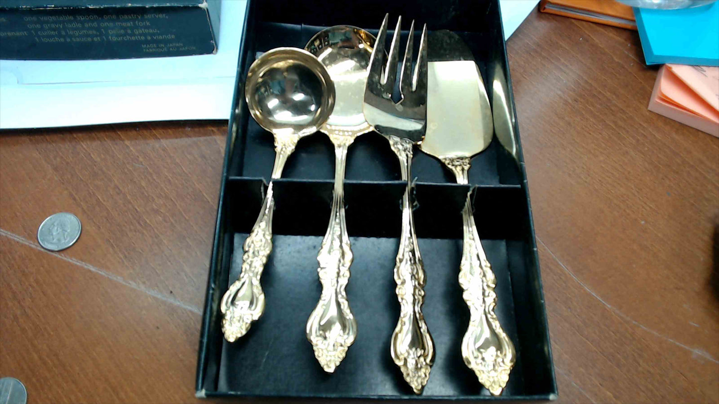 Royal Sealy Gold Plated Stainless Steel 4-Piece Hostess Set – Original Box