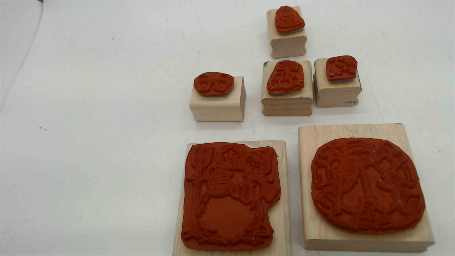 Stampin' Up! 1999 Winter Christmas Rubber Stamp Set of 6 – Snowman, Snow Angel & More