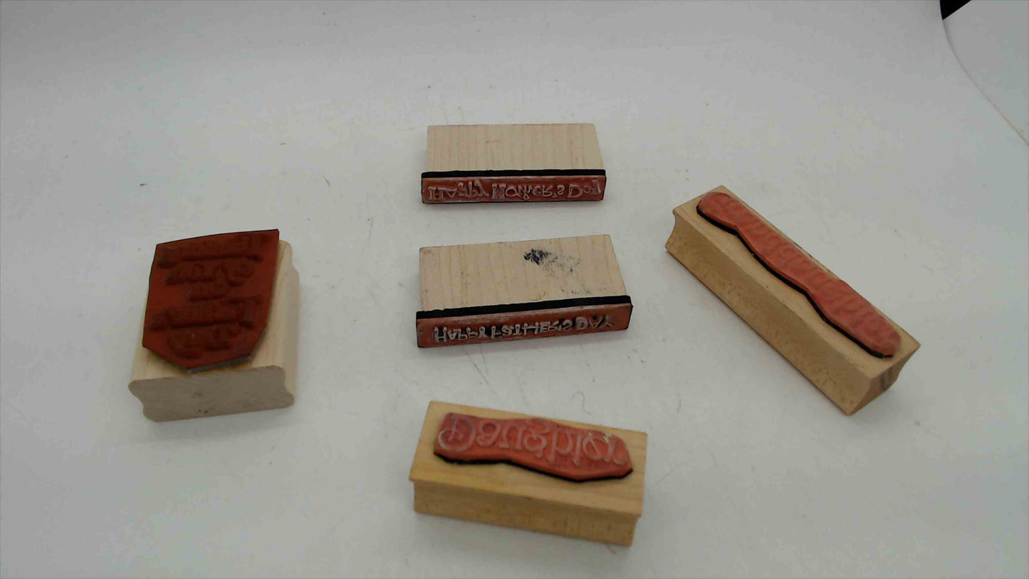 Wood Mounted Rubber Stamp Set of 5 – Mother's Day, Father's Day, Daughter & Granddaughter Sentiments