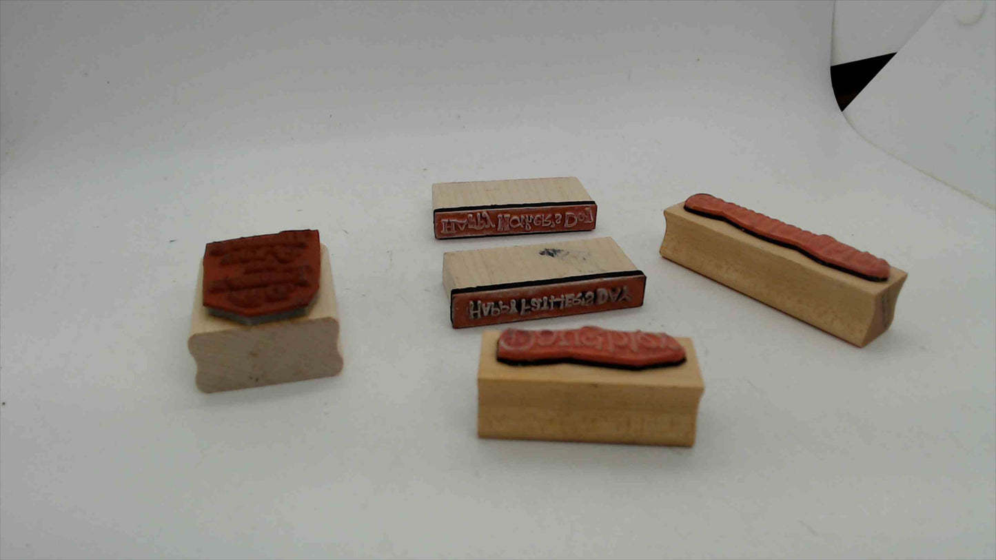 Wood Mounted Rubber Stamp Set of 5 – Mother's Day, Father's Day, Daughter & Granddaughter Sentiments