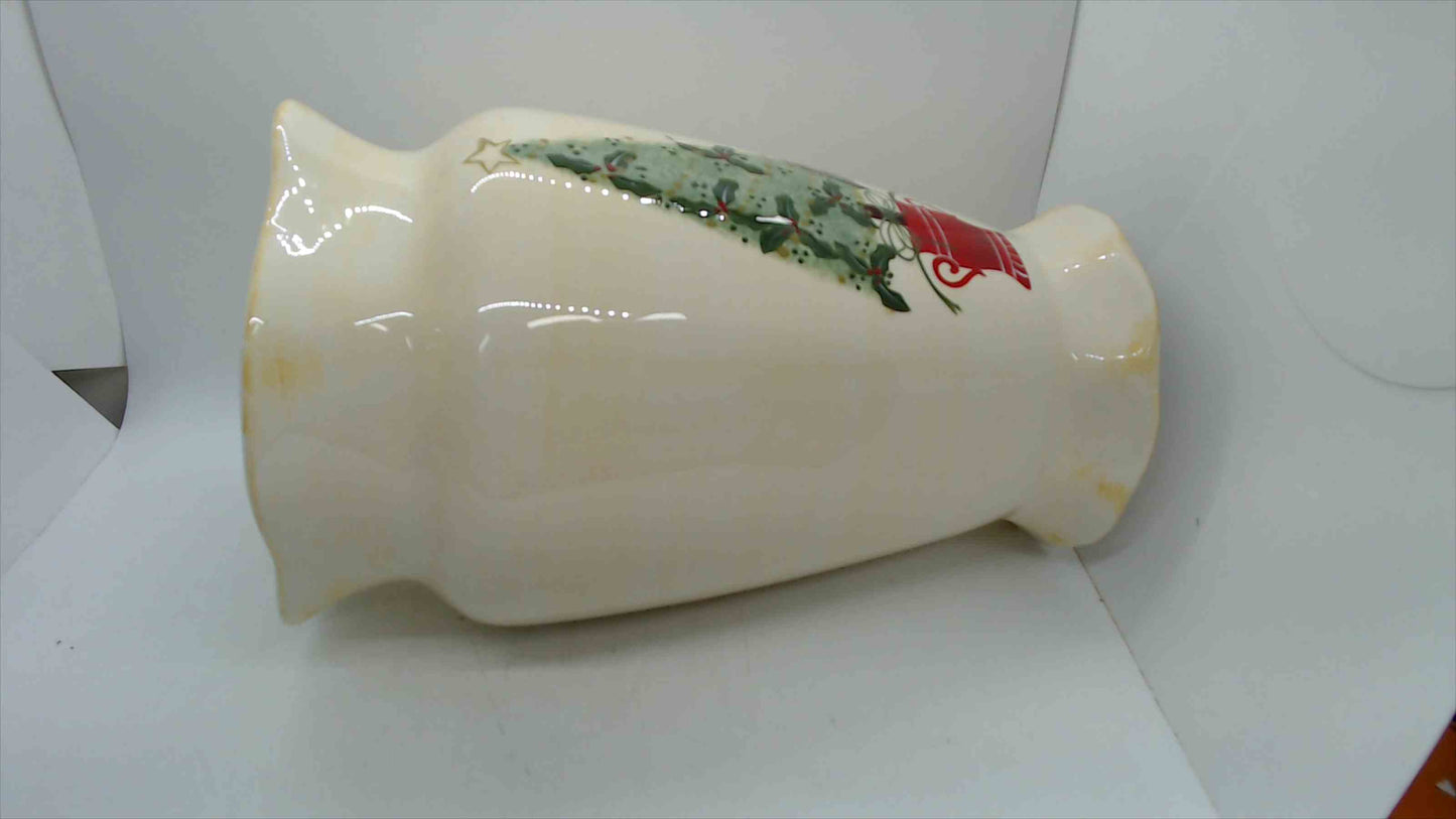 Ambiance "Baroque Tree" Large Christmas Ceramic Vase – 10.75" Tall, Scalloped Rim