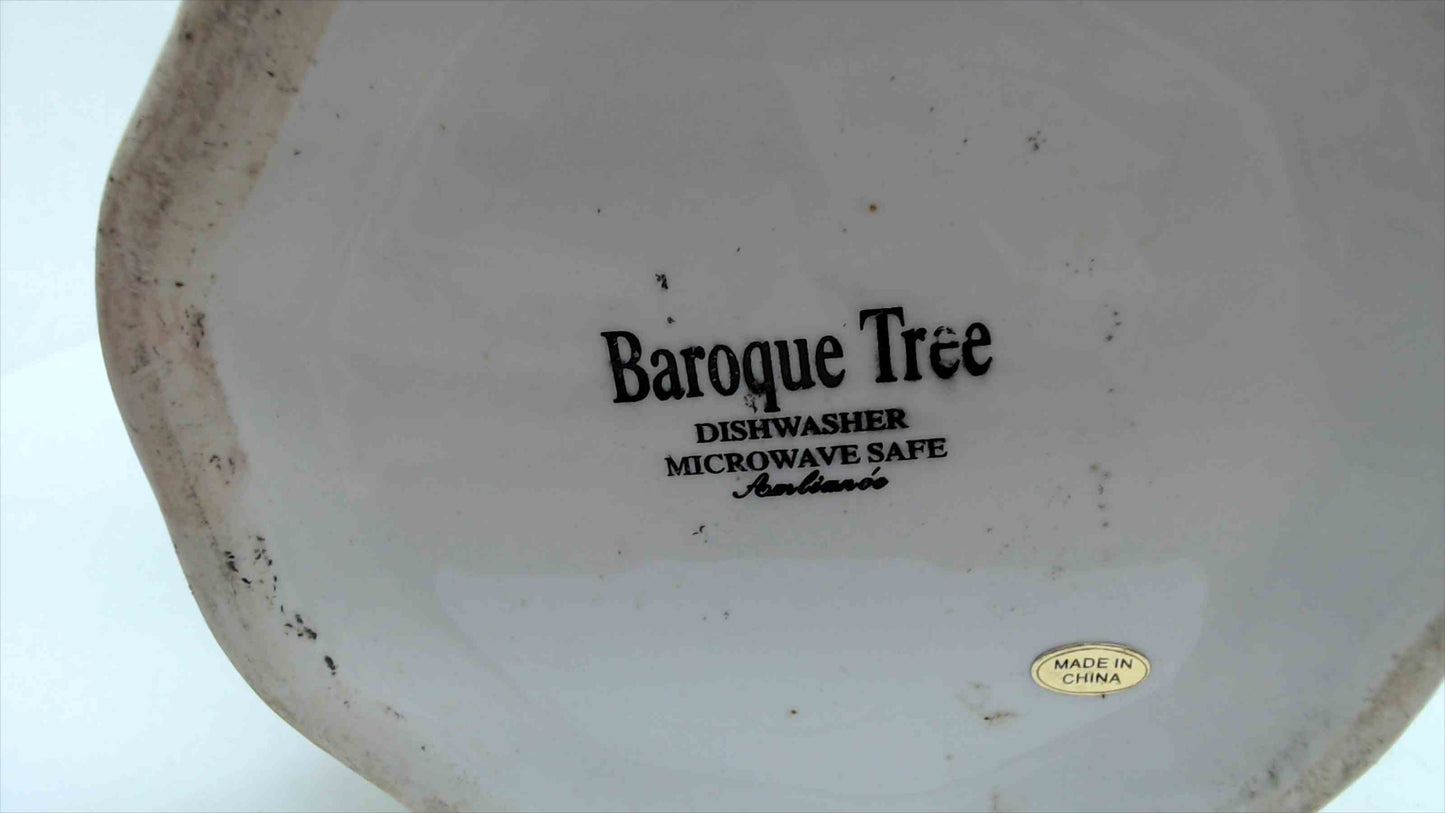Ambiance "Baroque Tree" Large Christmas Ceramic Vase – 10.75" Tall, Scalloped Rim
