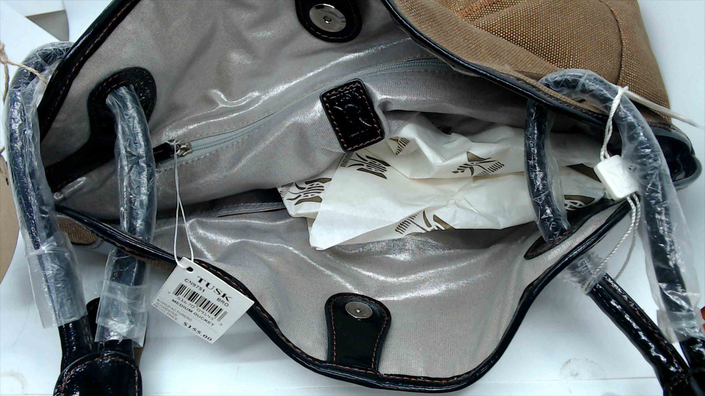 Tusk New York Amanda Hobo Shoulder Bag – Bronze Fabric & Leather Trim – NWT