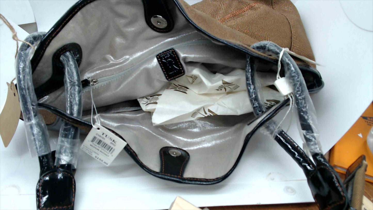Tusk New York Amanda Hobo Shoulder Bag – Bronze Fabric & Leather Trim – NWT