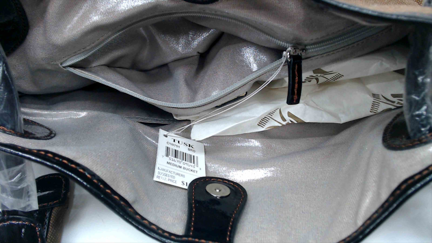 Tusk New York Amanda Hobo Shoulder Bag – Bronze Fabric & Leather Trim – NWT