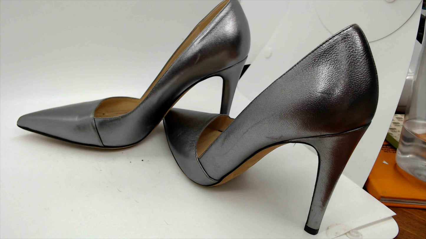 Saks Fifth Avenue Metallic Silver Pointed Toe Pumps – Made in Italy – Size 7.5B