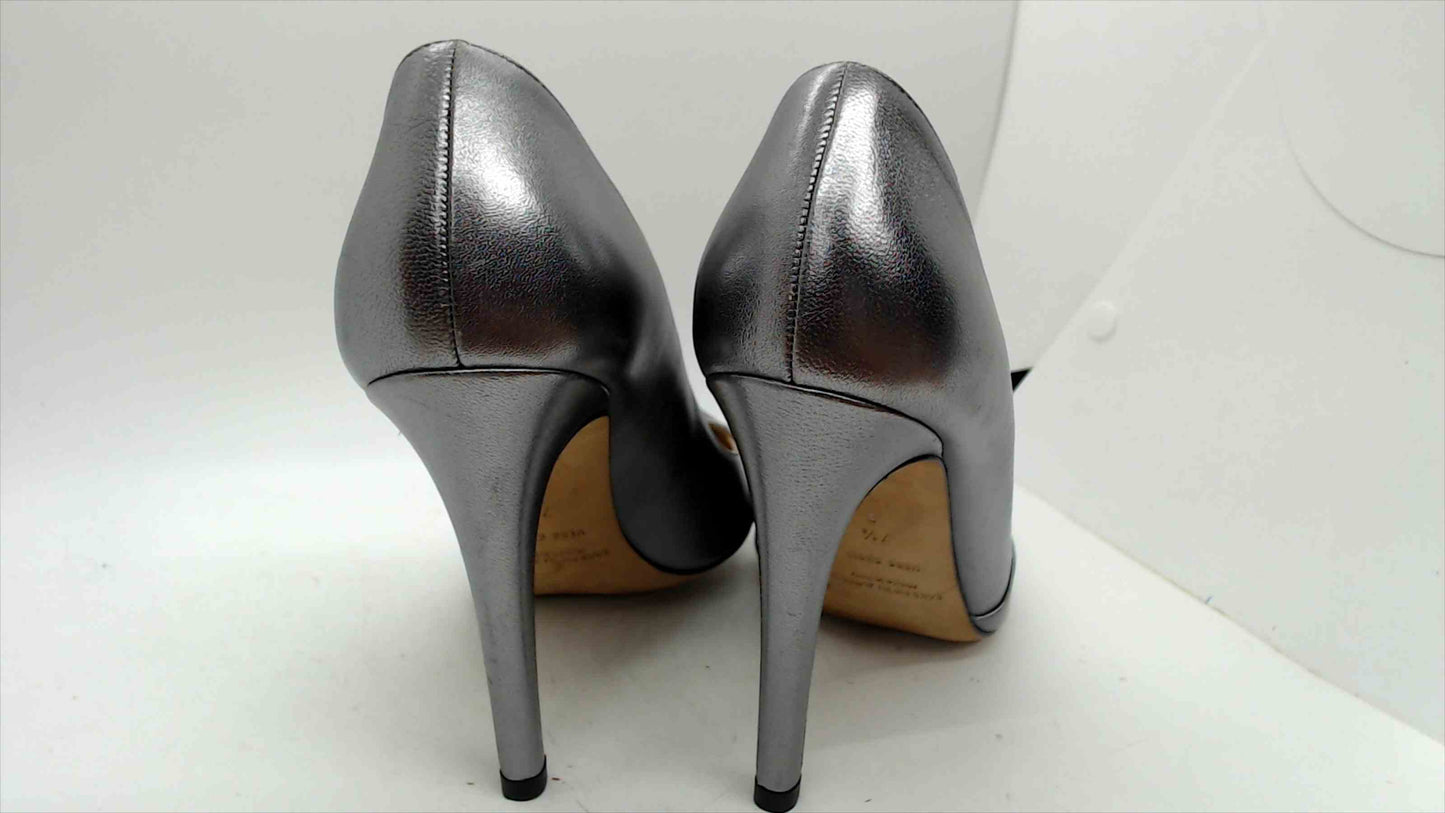 Saks Fifth Avenue Metallic Silver Pointed Toe Pumps – Made in Italy – Size 7.5B