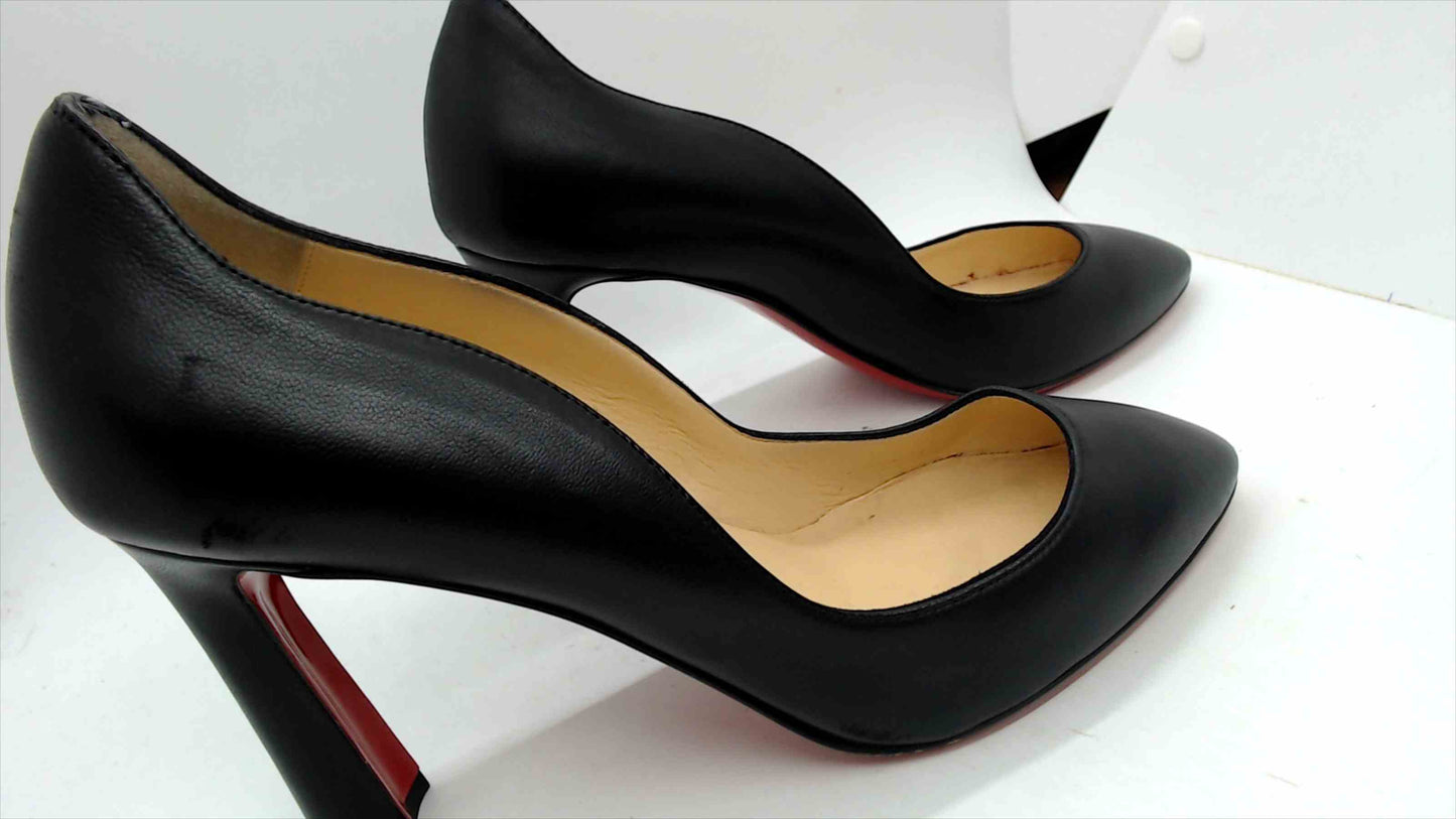 Christian Louboutin Black Leather Pumps Red Bottom Heels Size 38 EU (US 7.5)