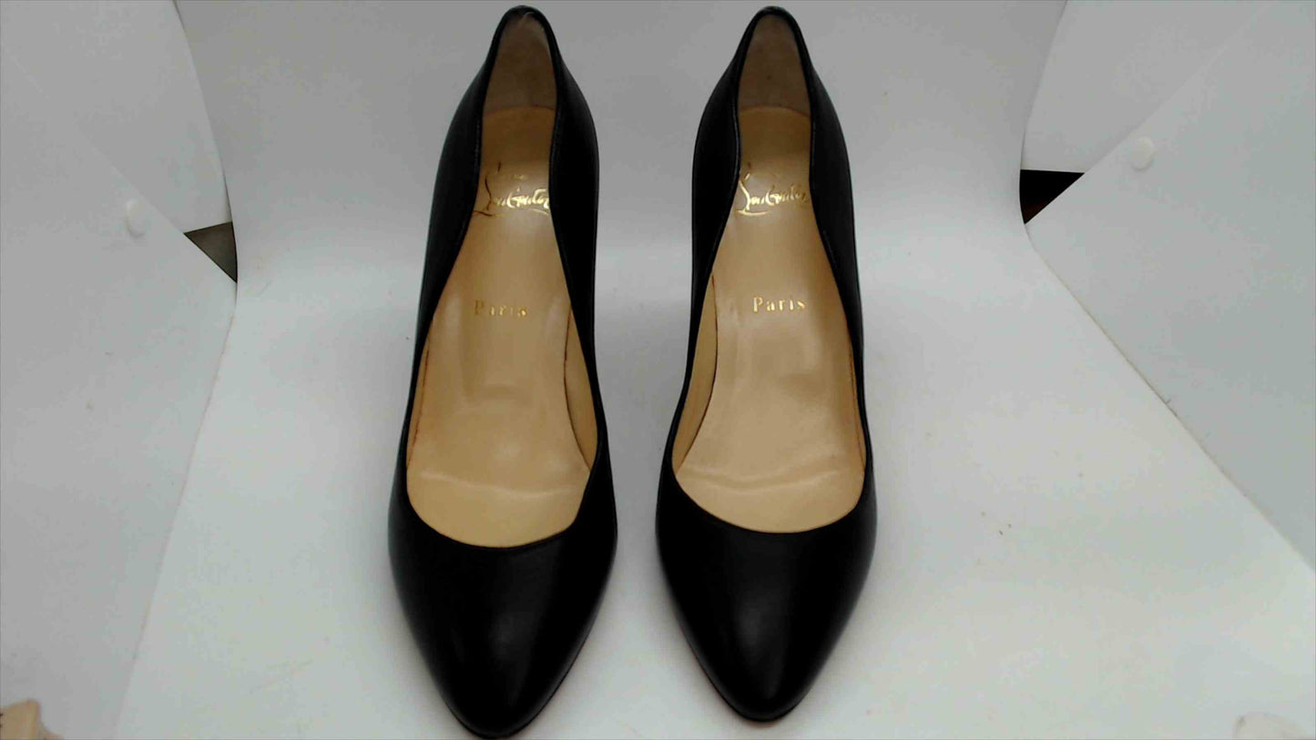 Christian Louboutin Black Leather Pumps Red Bottom Heels Size 38 EU (US 7.5)