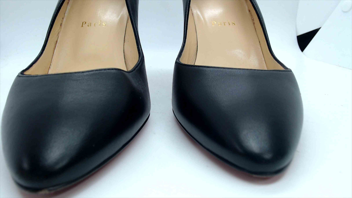 Christian Louboutin Black Leather Pumps Red Bottom Heels Size 38 EU (US 7.5)