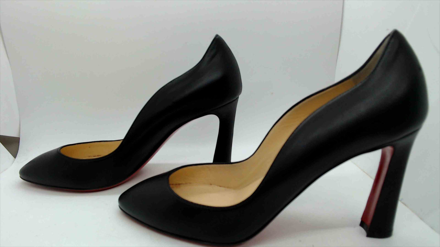 Christian Louboutin Black Leather Pumps Red Bottom Heels Size 38 EU (US 7.5)