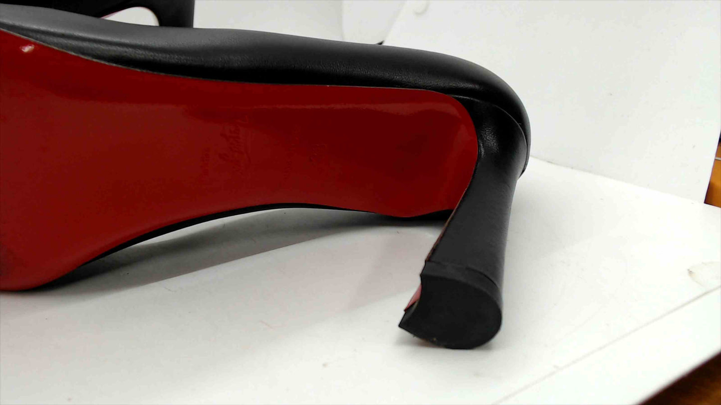 Christian Louboutin Black Leather Pumps Red Bottom Heels Size 38 EU (US 7.5)