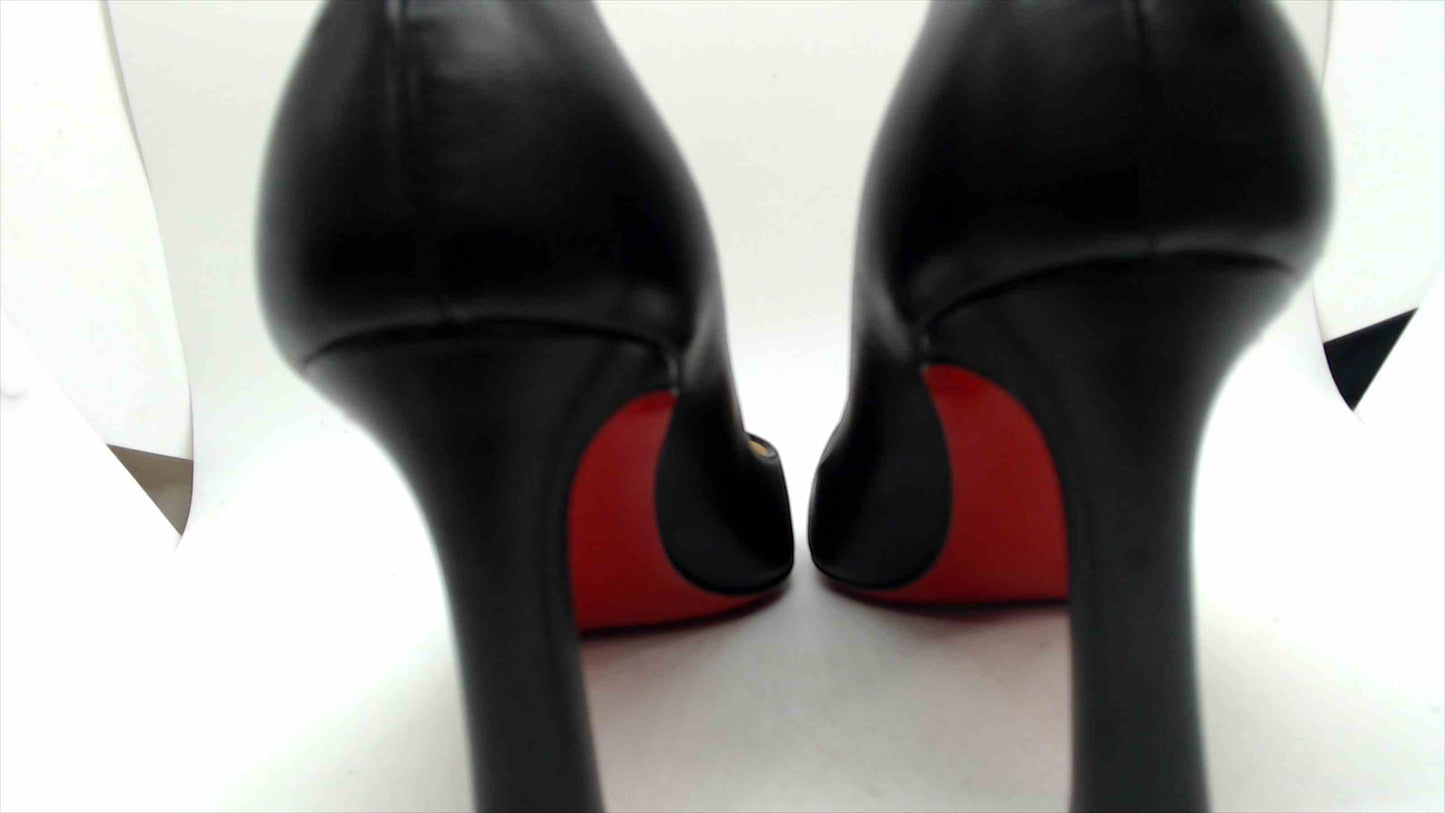 Christian Louboutin Black Leather Pumps Red Bottom Heels Size 38 EU (US 7.5)