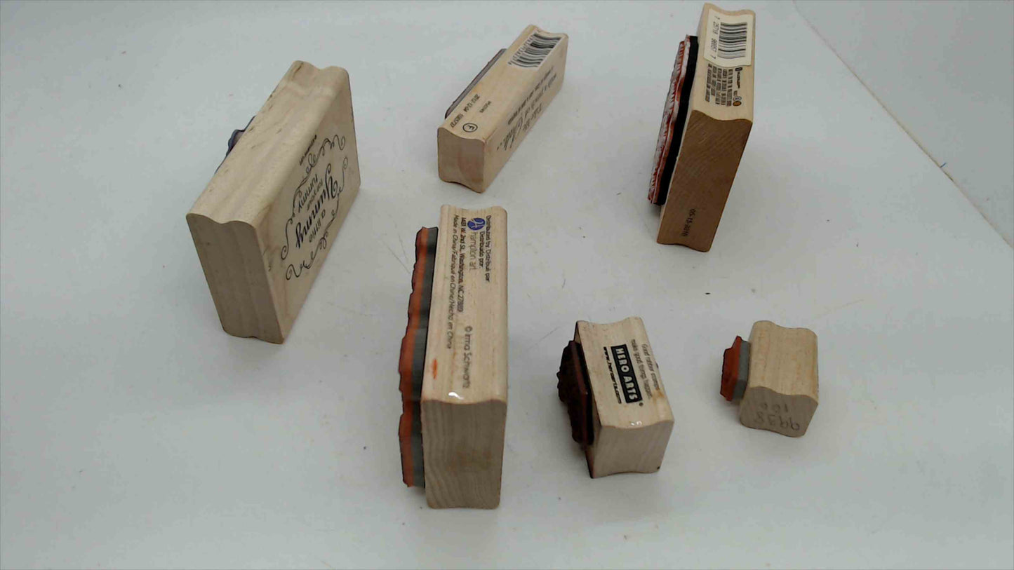 Lot of 6 Wood Mounted Rubber Stamps – Friendship, Sentiment & Quote Theme