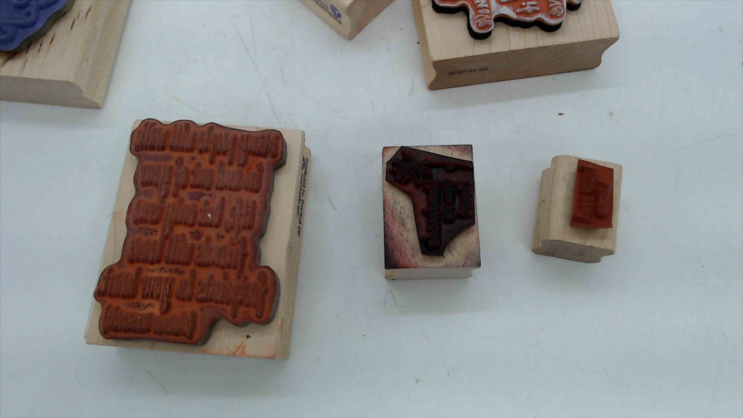 Lot of 6 Wood Mounted Rubber Stamps – Friendship, Sentiment & Quote Theme
