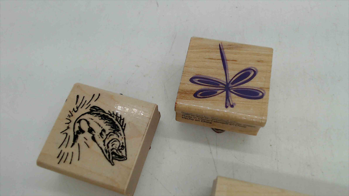 Lot of 5 Wood Mounted Rubber Stamps – Birds & Nature Theme
