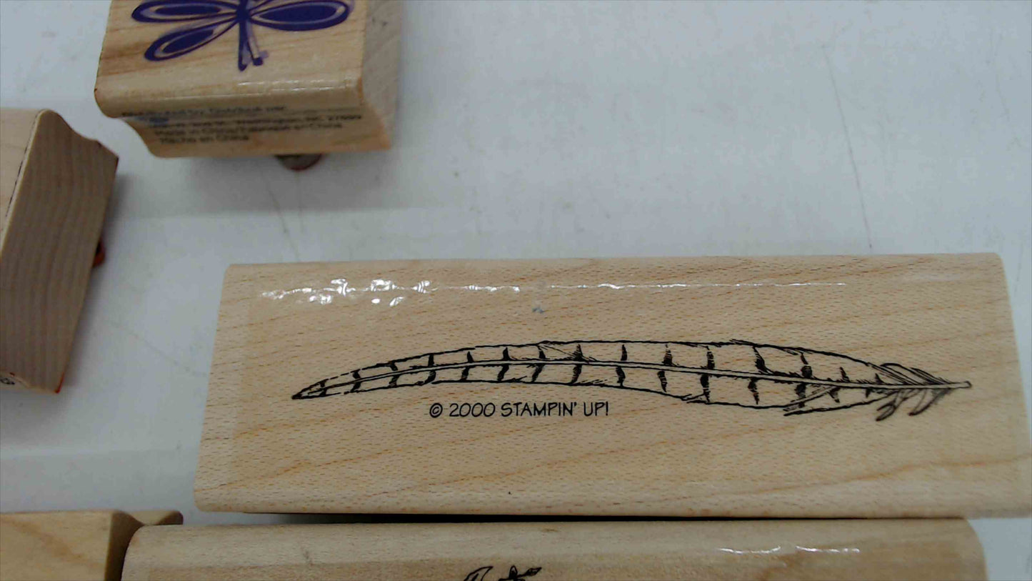 Lot of 5 Wood Mounted Rubber Stamps – Birds & Nature Theme