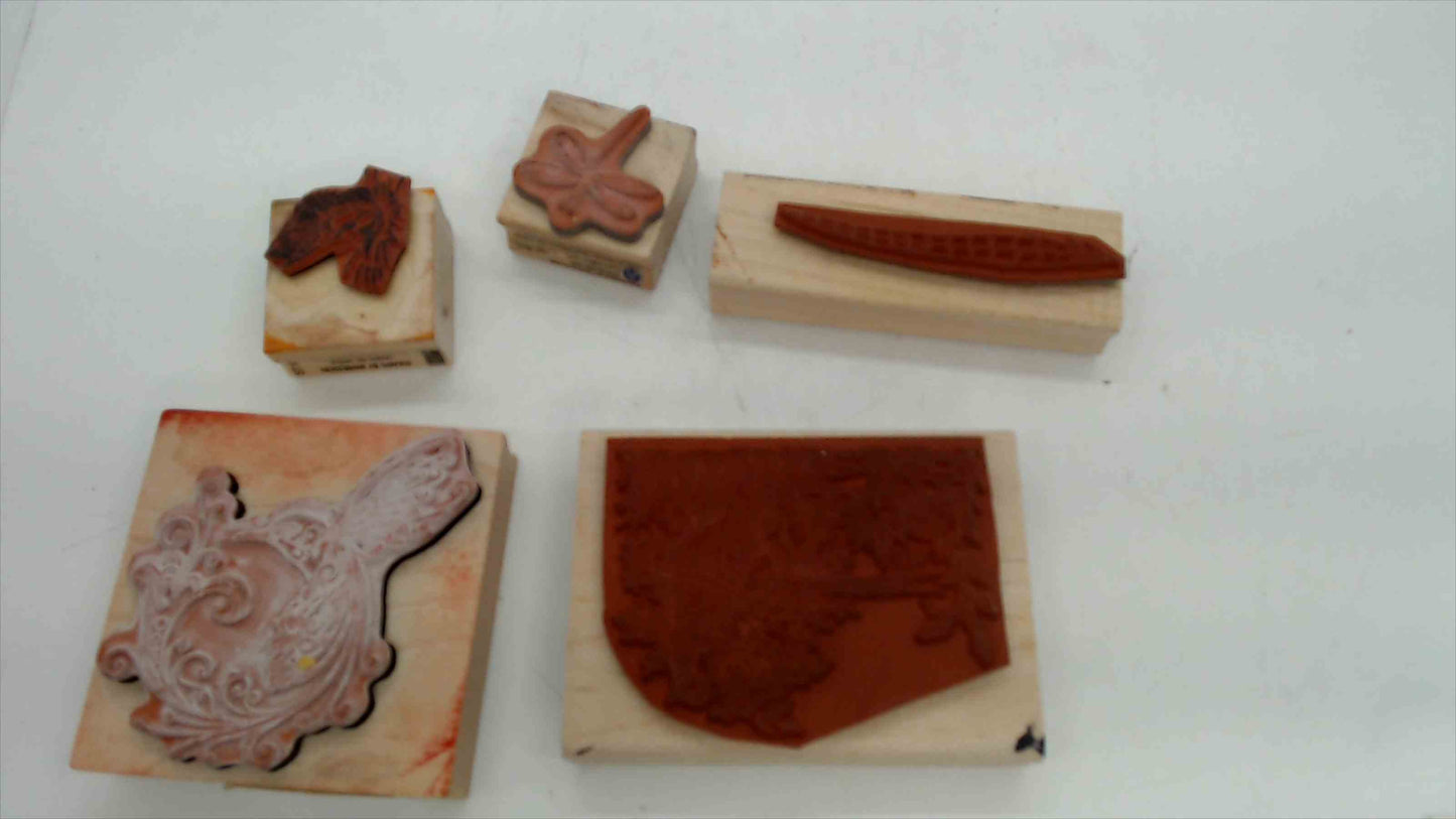 Lot of 5 Wood Mounted Rubber Stamps – Birds & Nature Theme