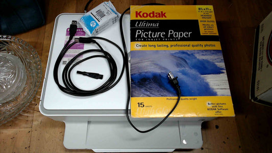 HP ENVY 6055e All-in-One Printer Bundle – Ink, Photo Paper & USB Cable Included