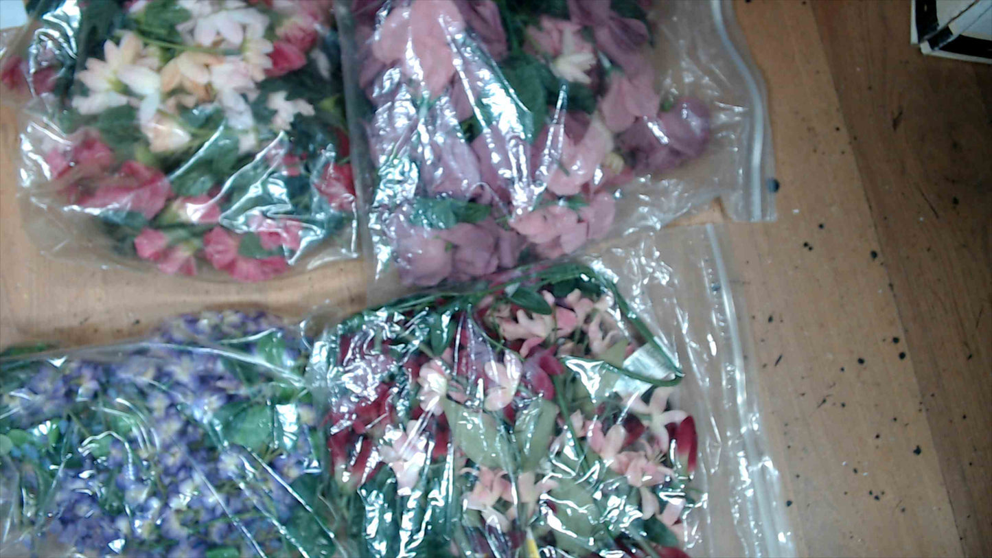 Large Lot of Artificial Silk Flowers – Mixed Varieties, Colors & Stems (Used, Good Condition)
