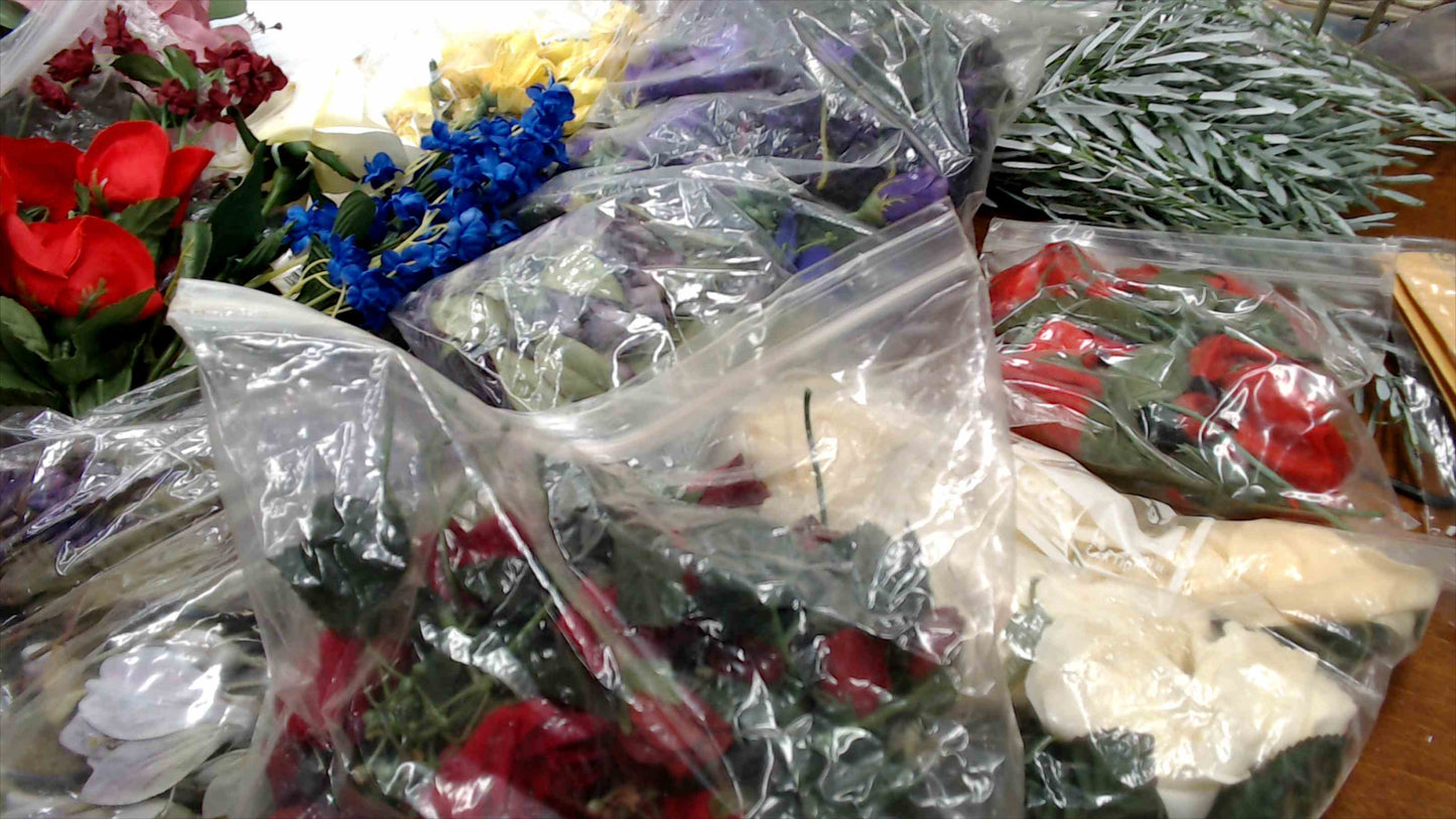 Large Lot of Artificial Silk Flowers – Mixed Varieties, Colors & Stems (Used, Good Condition)