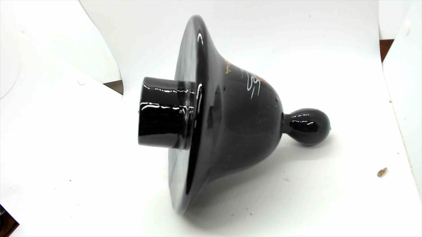 Large Vintage Asian Black Lacquer Lidded Urn Vase – Hand-Painted Dragon, Geisha & Buddha – 21" Tall