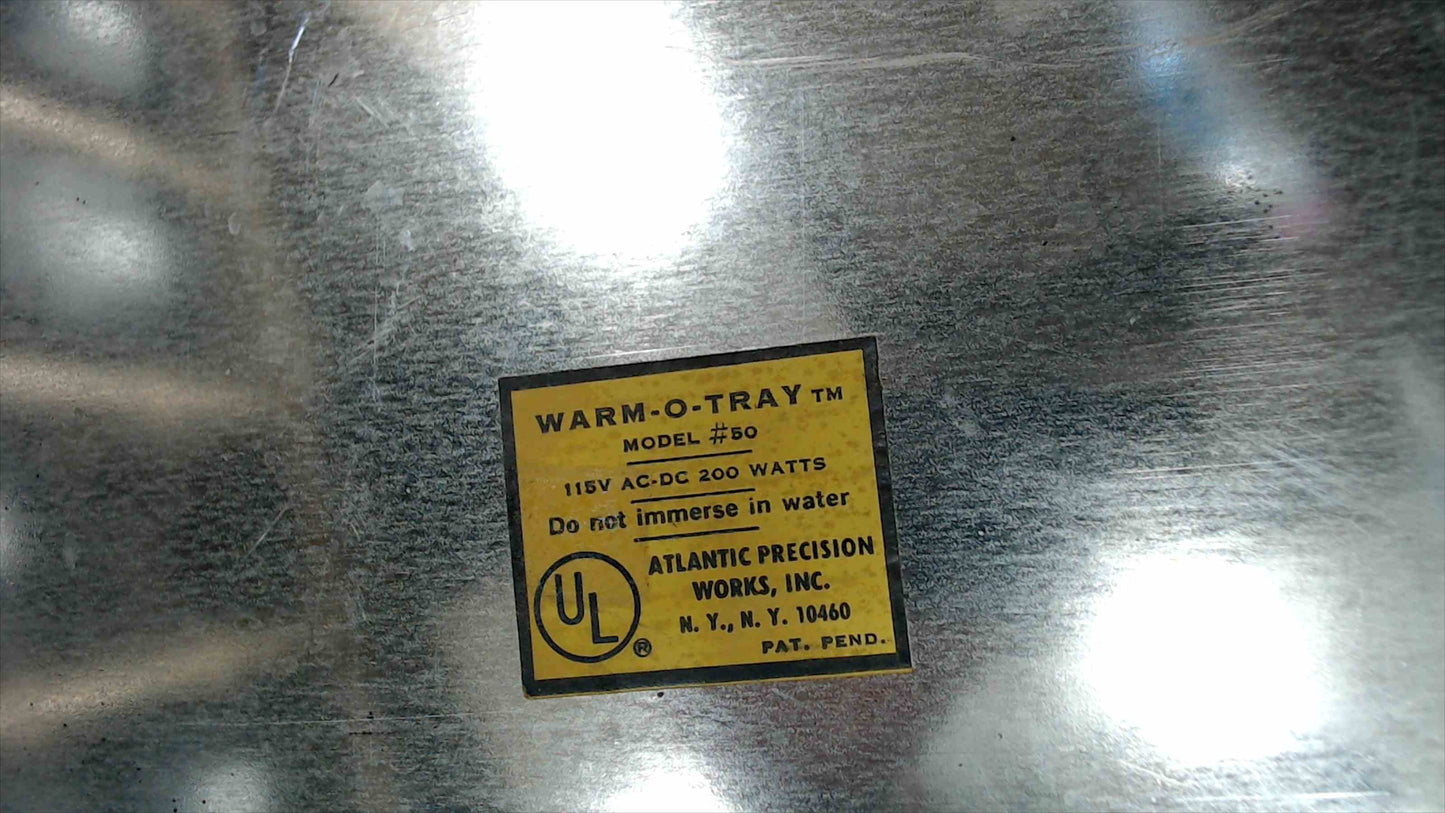 Vintage Warm-O-Tray Electric Food Warming Tray – Model #50 – Atlantic Precision Works – Tested & Working