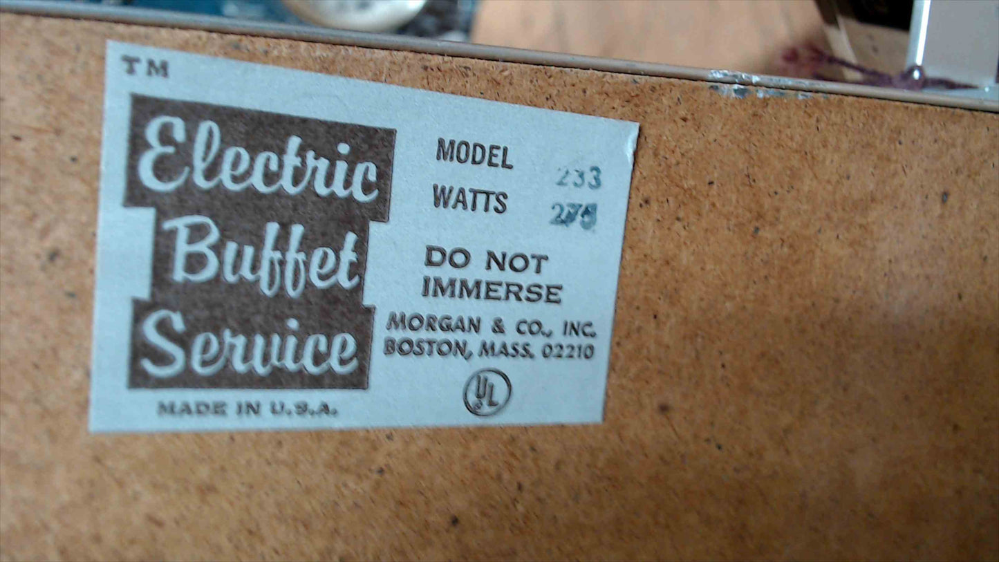Vintage Morgan Designs Electric Buffet Service Warming Tray – Model 233 – Tested & Working