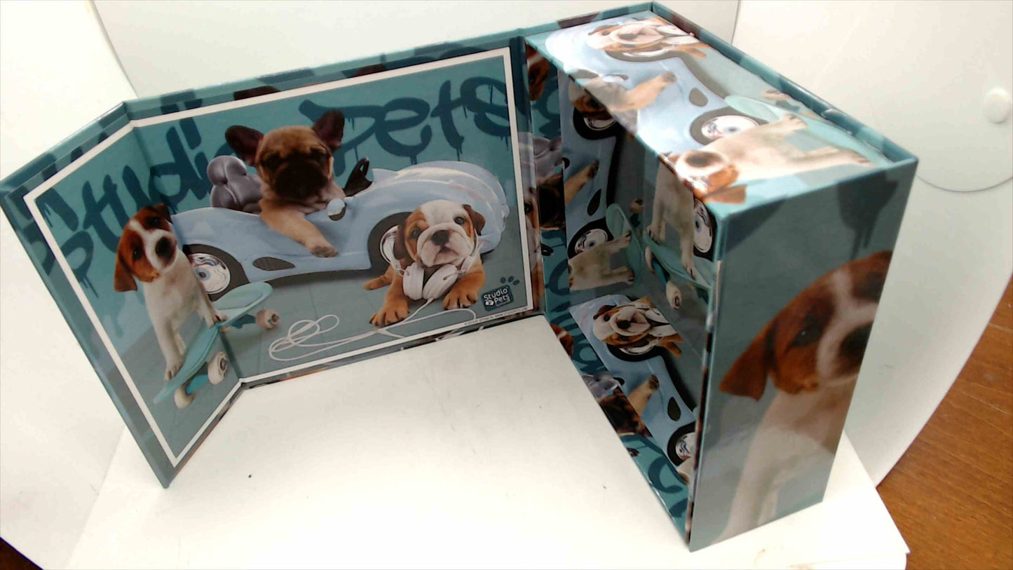 Studio Pets by Myrna Jigsaw Puzzle – Puppies & Cool Car Scene – Pieces Sealed in Bag