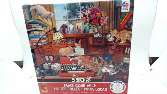 Ceaco "Paws Gone Wild" 550-Piece Jigsaw Puzzle – Steve Read Cat Art – 24" × 18" – Bonus Poster