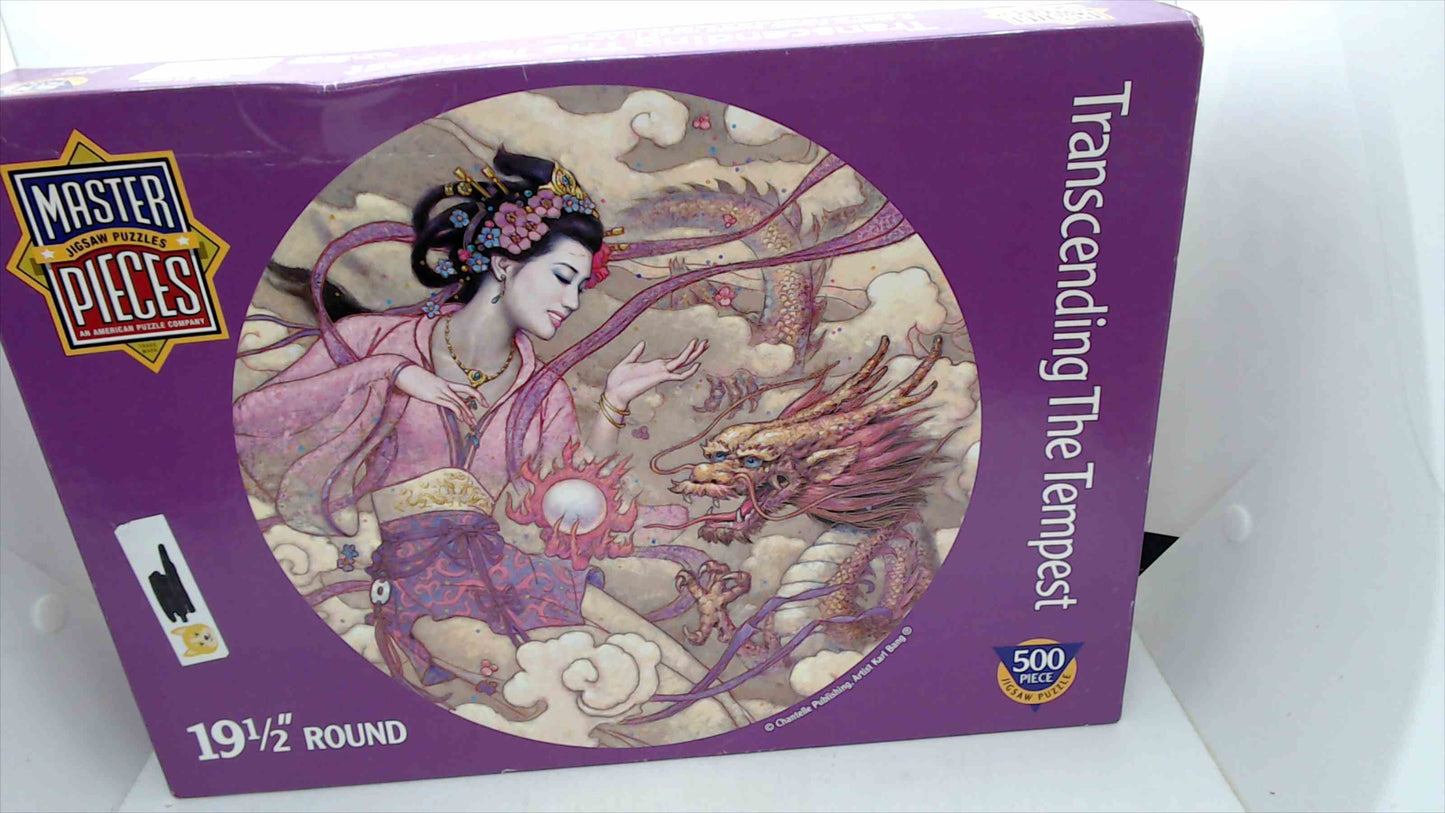 MasterPieces "Transcending the Tempest" 500-Piece Round Jigsaw Puzzle – 19.5" – Asian Fantasy Dragon Art – Item #40008