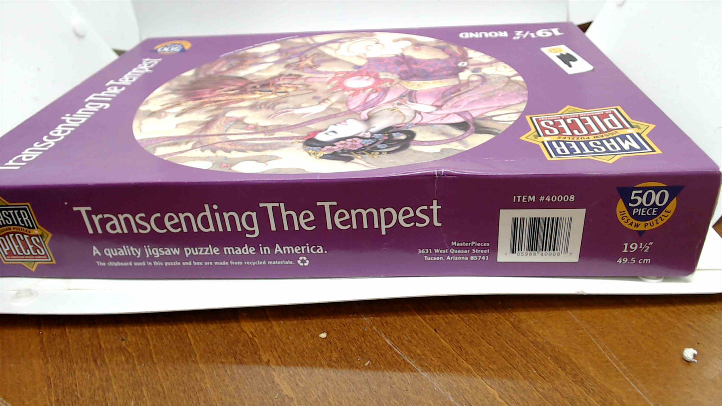 MasterPieces "Transcending the Tempest" 500-Piece Round Jigsaw Puzzle – 19.5" – Asian Fantasy Dragon Art – Item #40008