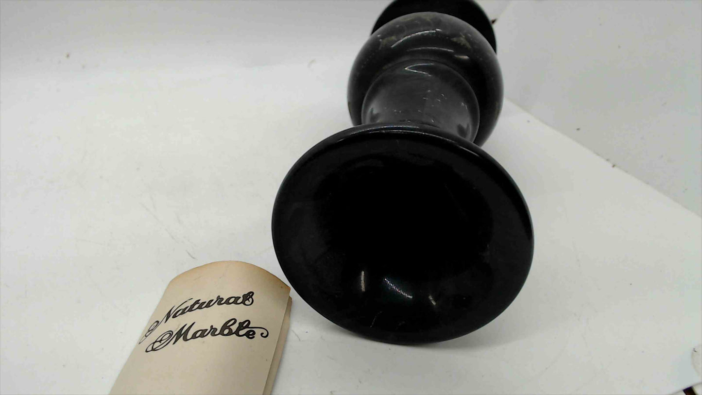 Natural Black Marble Vase – Hand-Etched Floral & Bird Design – 7.75" Tall – 2 lbs – Original Tag