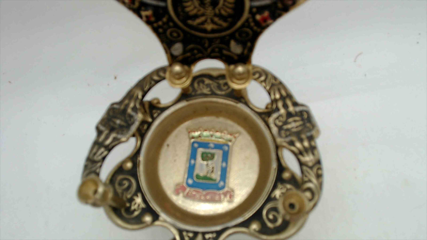 Vintage Spanish Brass Miniature Throne Chair Ashtray MADRID 5.25" Tall