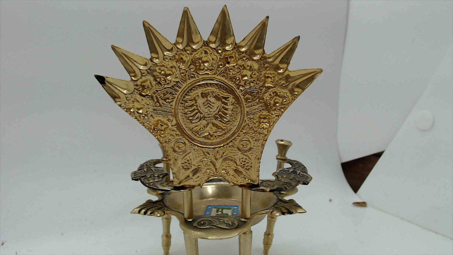 Vintage Spanish Brass Miniature Throne Chair Ashtray MADRID 5.25" Tall