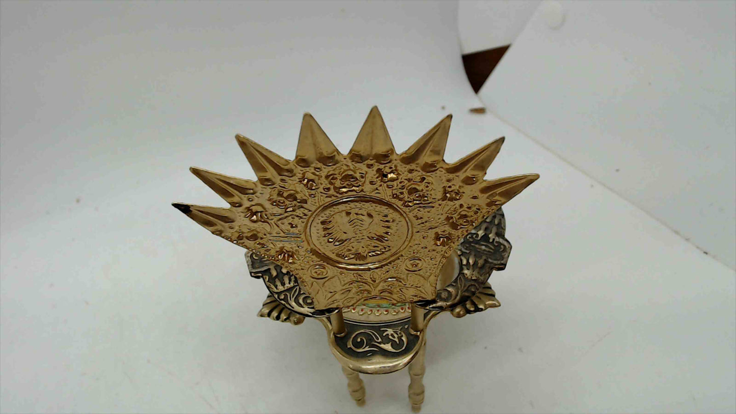 Vintage Spanish Brass Miniature Throne Chair Ashtray MADRID 5.25" Tall