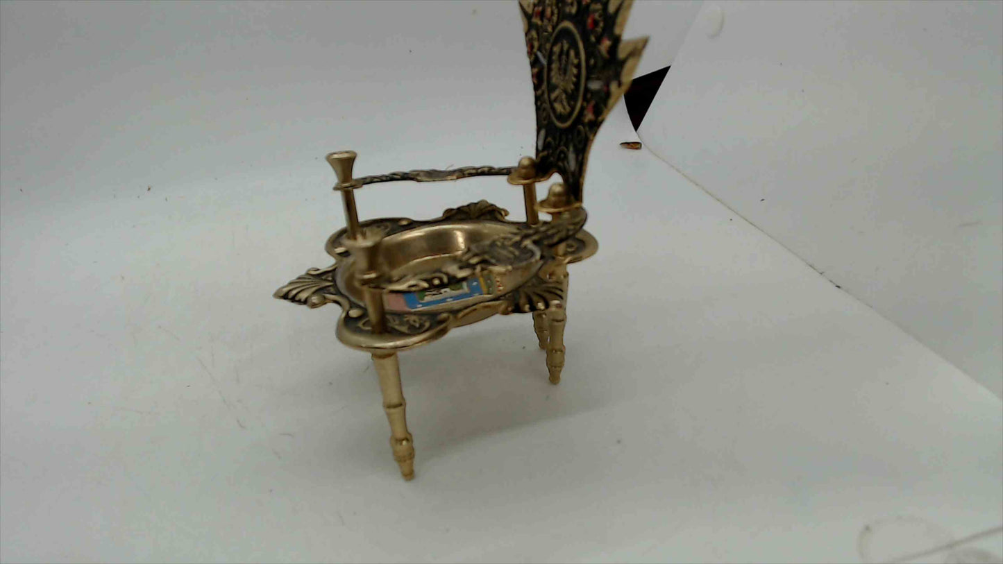 Vintage Spanish Brass Miniature Throne Chair Ashtray MADRID 5.25" Tall