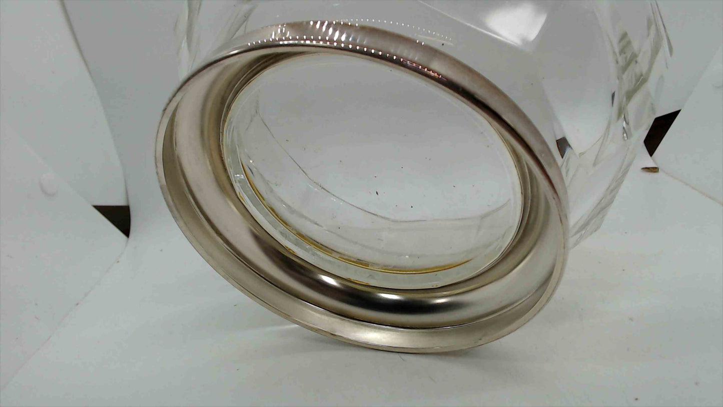 Vintage Heavy Crystal Glass Bowl with Silver-Plate Base – Faceted Octagonal – 9" Wide × 4.5" Tall – 3.5 lbs