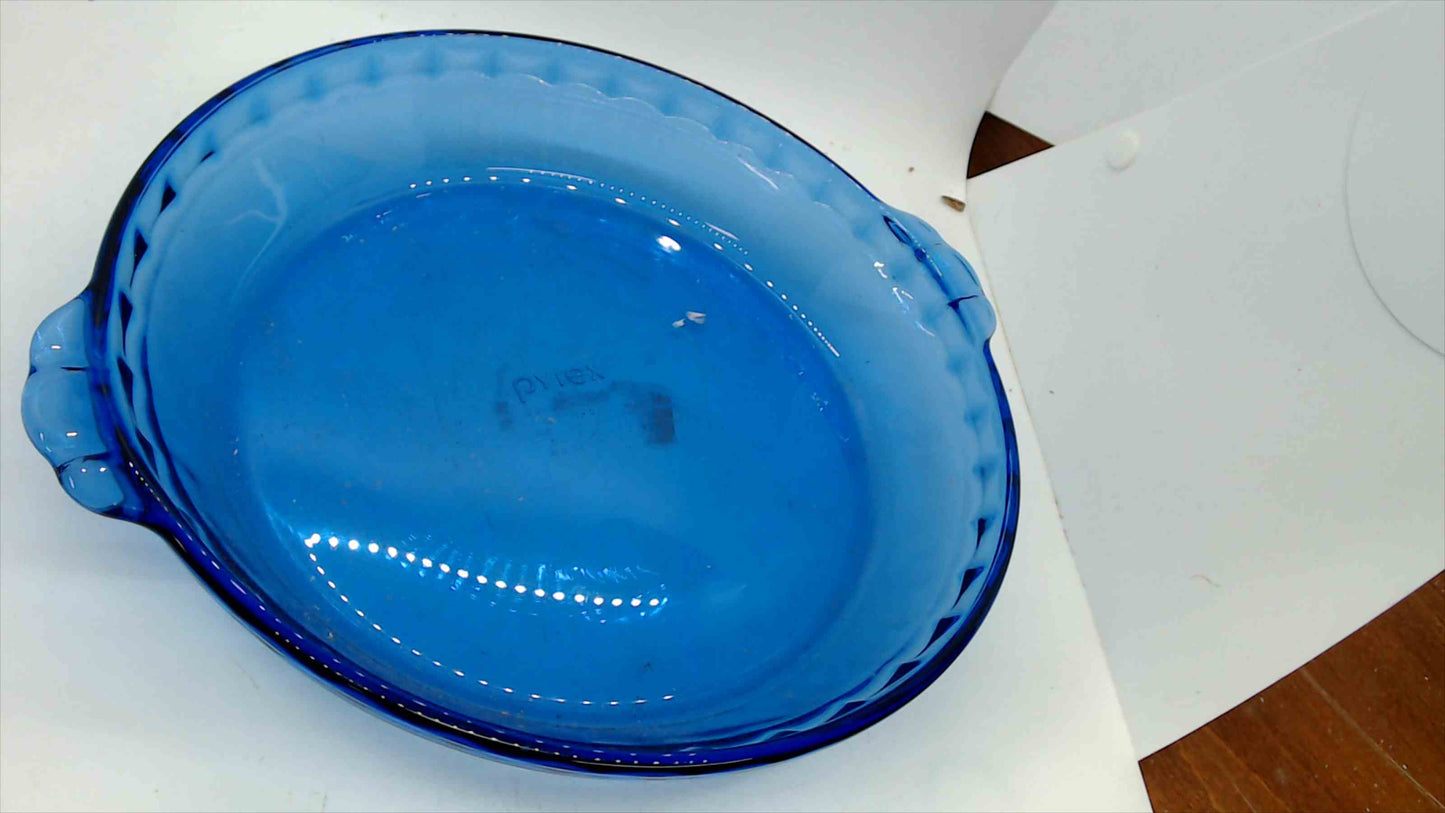 Pyrex Cobalt Blue Glass Pie Plate / Dish – 10" – 1.5 lbs – Scalloped Rim – Made in USA – Vintage
