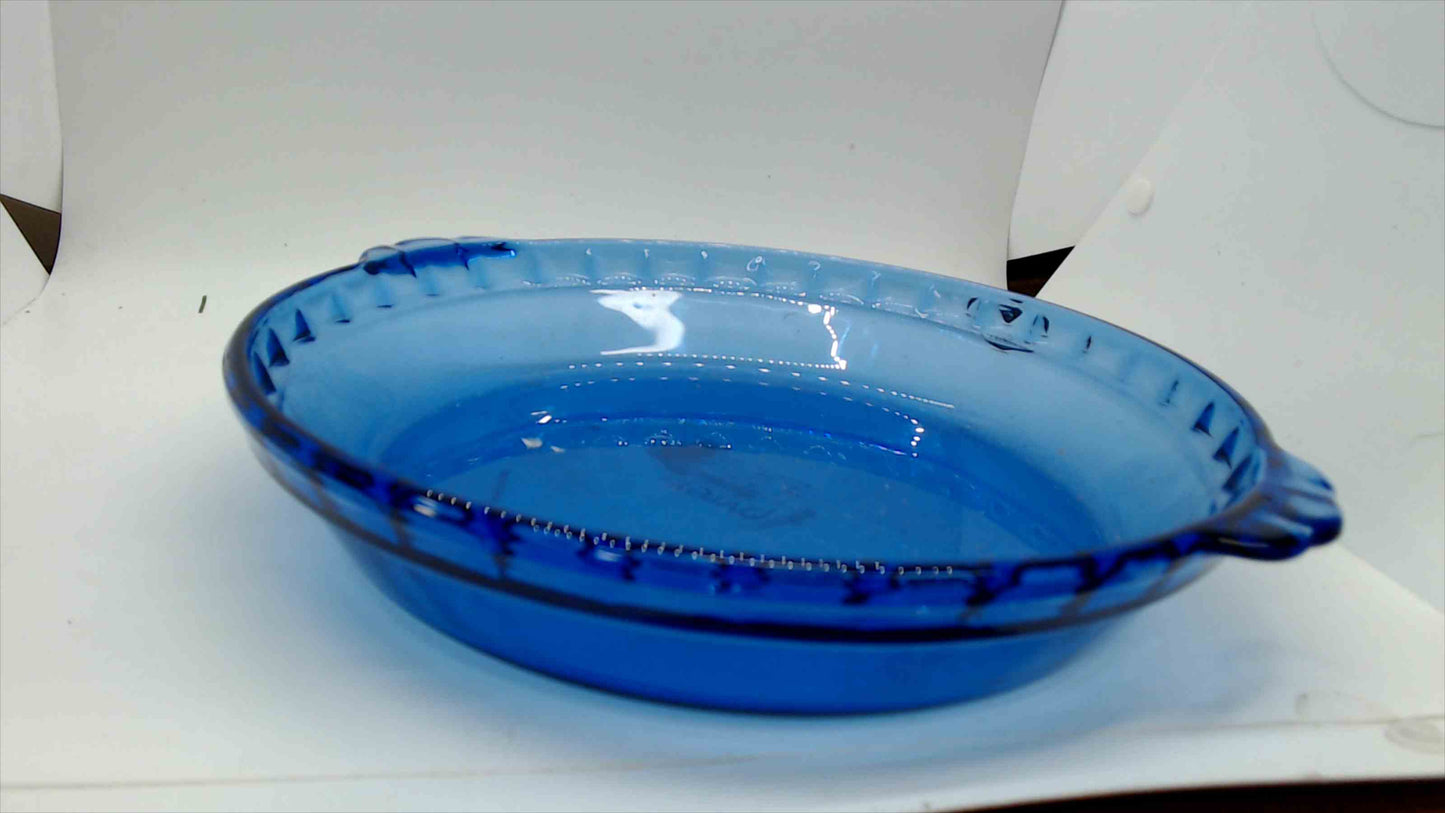 Pyrex Cobalt Blue Glass Pie Plate / Dish – 10" – 1.5 lbs – Scalloped Rim – Made in USA – Vintage