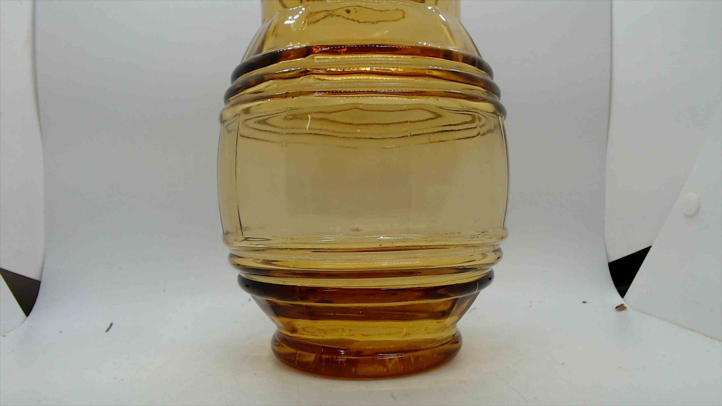Vintage Amber Glass Barrel Jar with Lid