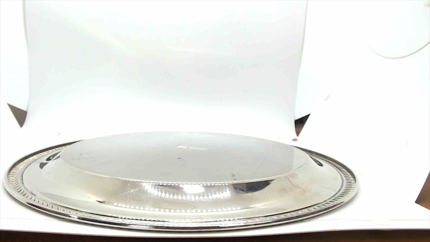 Vintage Silver-Plated "Merry Christmas" Round Serving Tray with Holly Motif