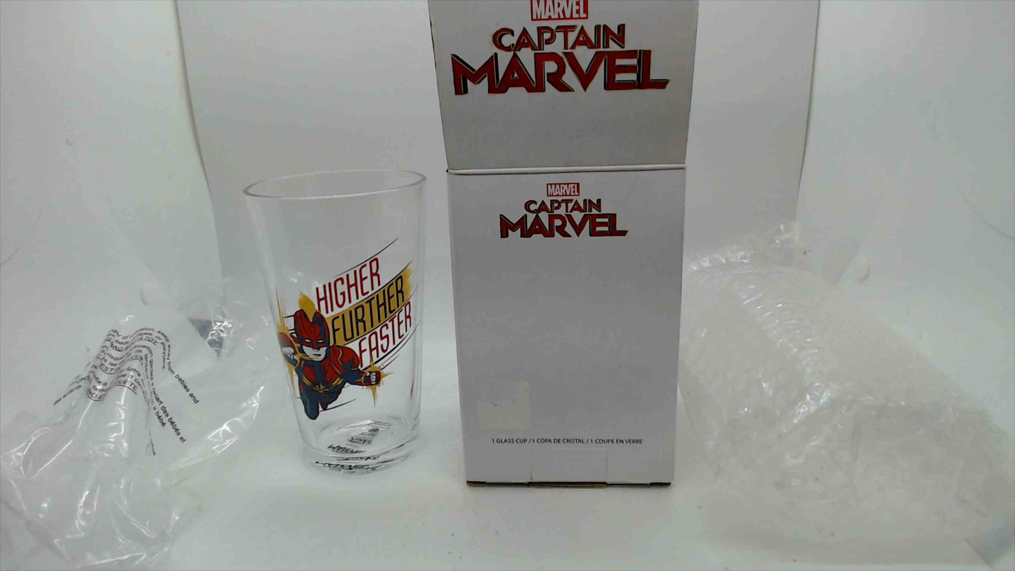 Funko Marvel Captain Marvel "Higher Further Faster" Collector Glass Cup with Original Box