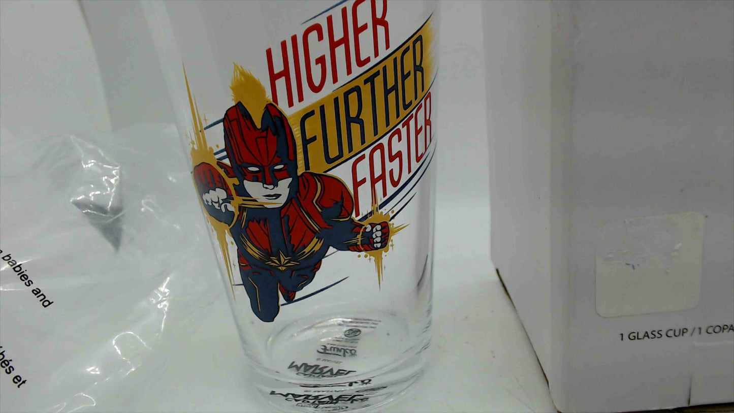 Funko Marvel Captain Marvel "Higher Further Faster" Collector Glass Cup with Original Box