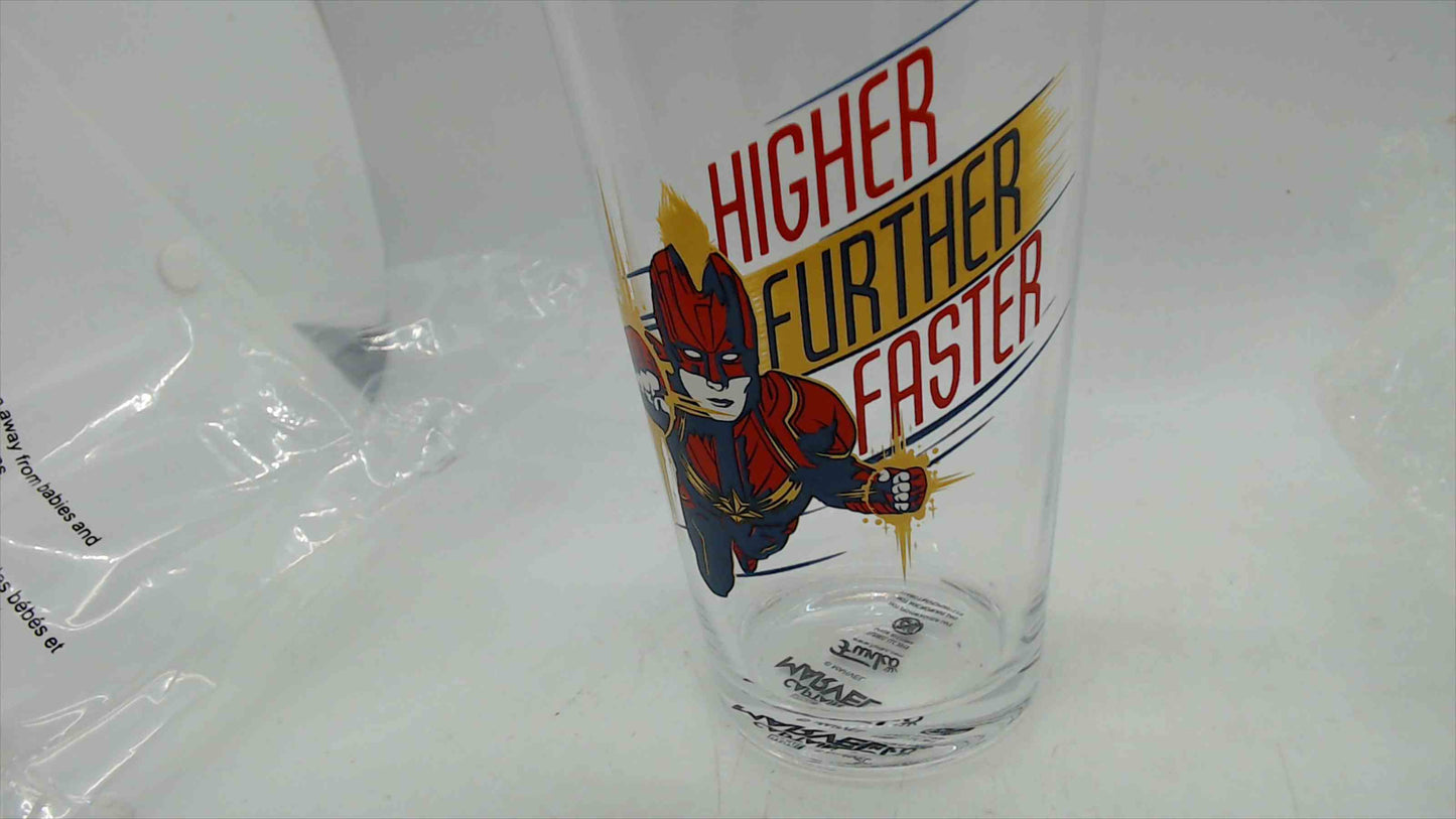 Funko Marvel Captain Marvel "Higher Further Faster" Collector Glass Cup with Original Box