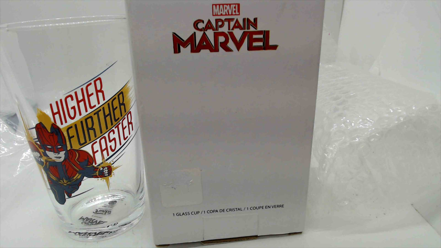 Funko Marvel Captain Marvel "Higher Further Faster" Collector Glass Cup with Original Box