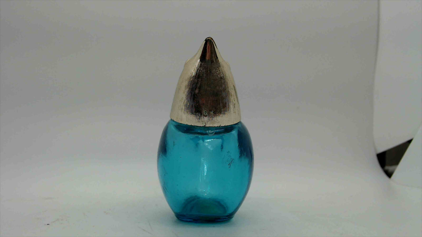 Vintage Avon Aqua Blue Glass Bird Perfume Bottle with Silver-Tone Metal Head — Empty