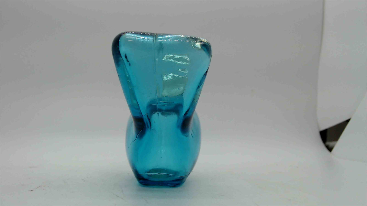 Vintage Avon Aqua Blue Glass Bird Perfume Bottle with Silver-Tone Metal Head — Empty