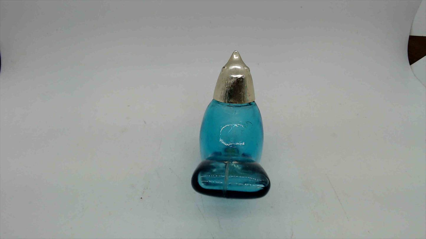 Vintage Avon Aqua Blue Glass Bird Perfume Bottle with Silver-Tone Metal Head — Empty